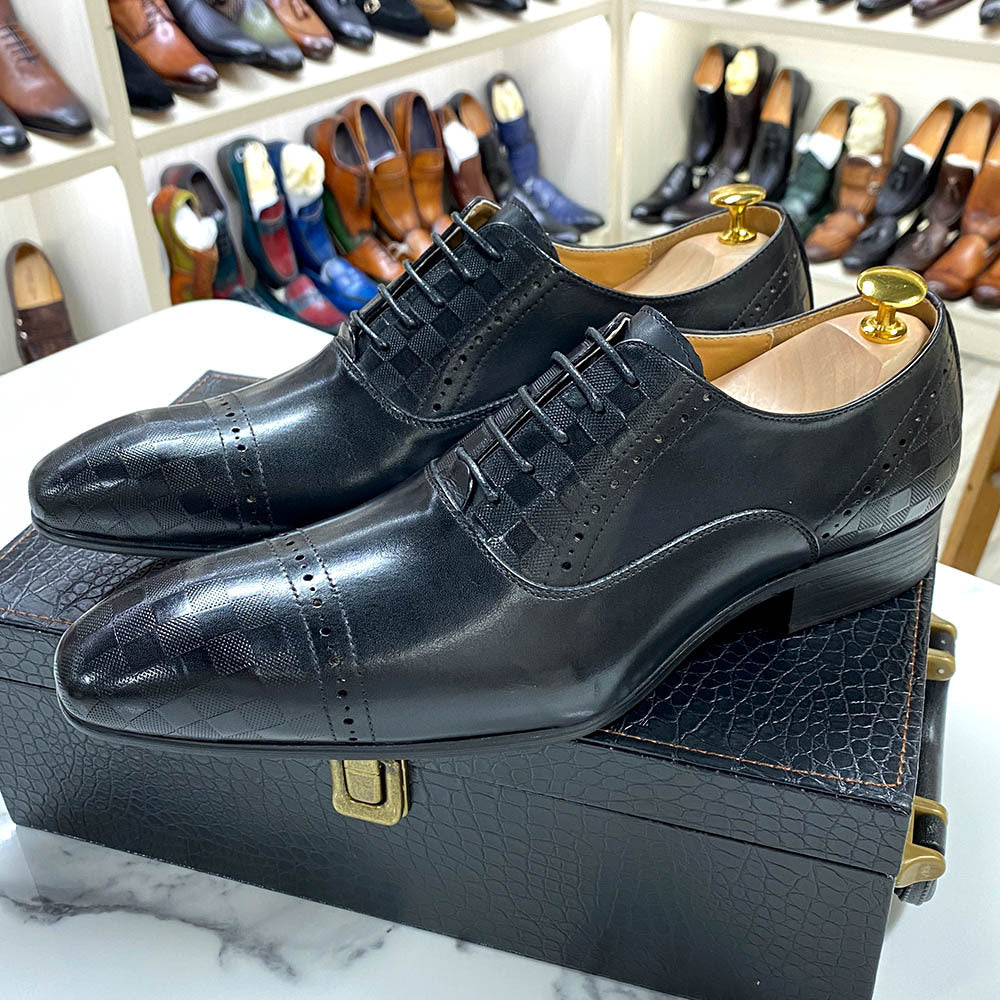 Men&#39;s Black Brown Business Casual Leather Shoes