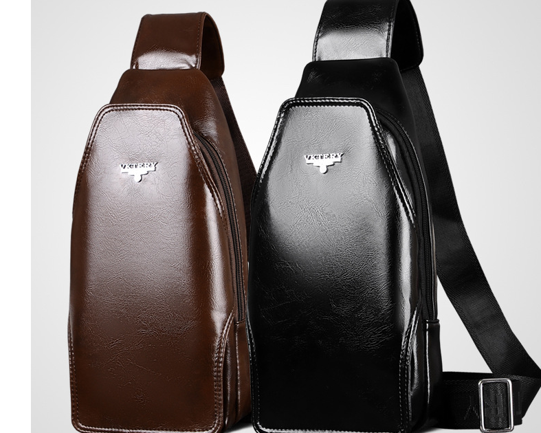 Men&#39;s Fashion Crossbody Bag Theftproof Leather Business Sling Bags Male Casual Chest Bags Shoulder Bags Chest Waist Pack