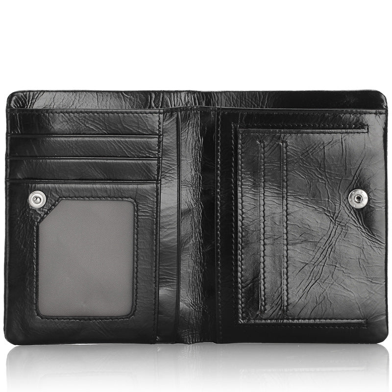 Genuine Leather Men&#39;s Wallet Fashion Oil Wax Leather