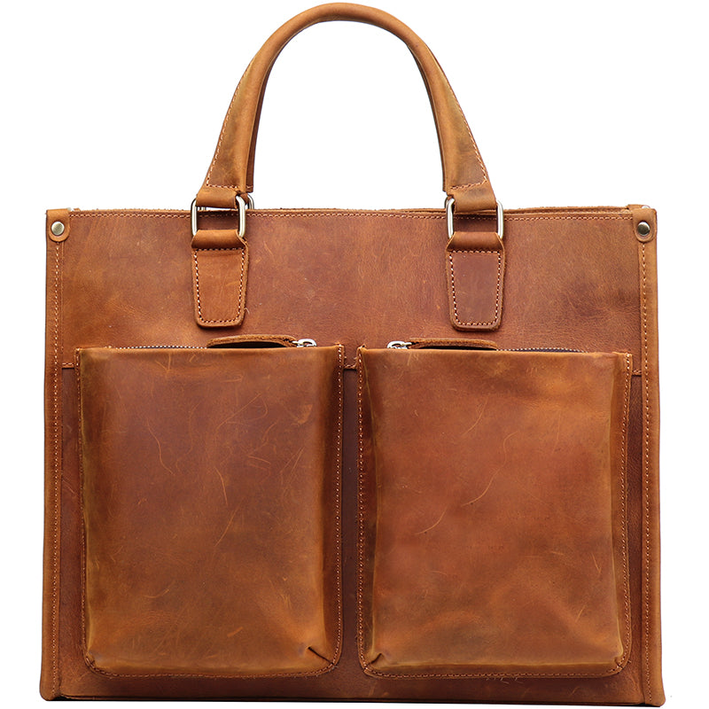 Vintage Cowhide Men&#39;s Handbag Business Briefcase