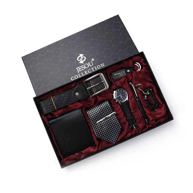 Men&#39;s Gift Suit Exquisite Packaging Watch Belt Tie Wallet Simple Combination Suit