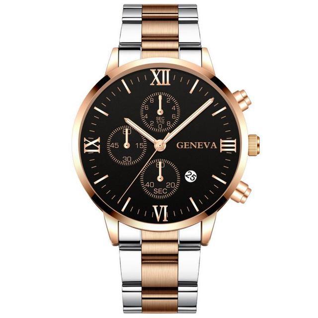 Steel Watch Men&#39;s Stainless Steel Three-eye Calendar