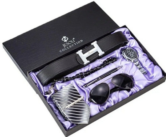 Men&#39;s Gift Suit Exquisite Packaging Watch Belt Tie Wallet Simple Combination Suit