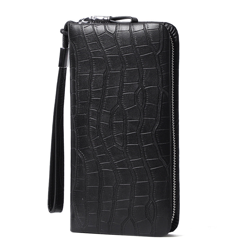 Men&#39;s Leather Long Zipper Multiple Card Slots Wallet