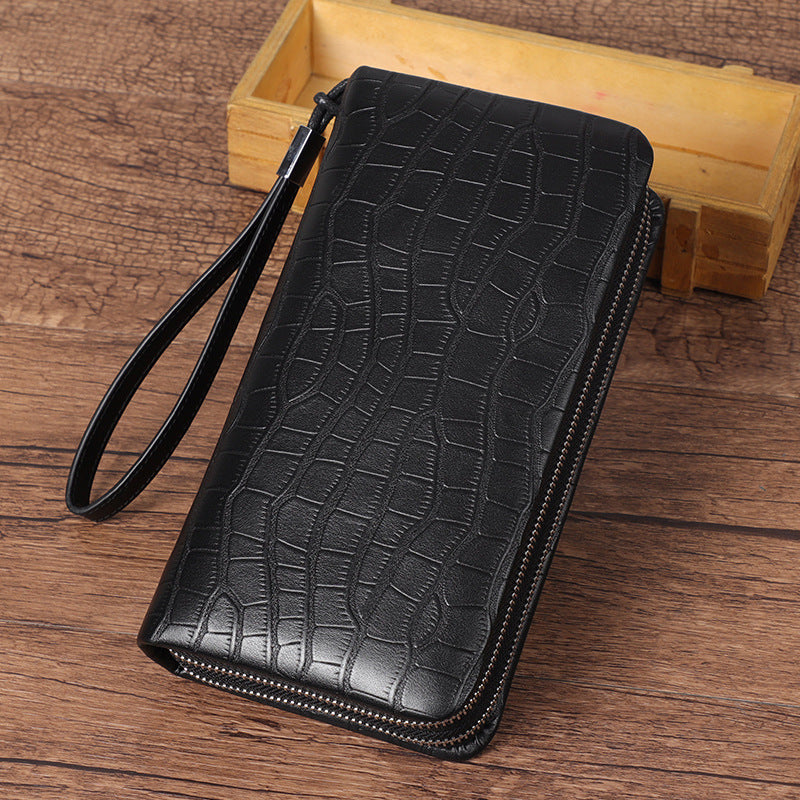 Men&#39;s Leather Long Zipper Multiple Card Slots Wallet