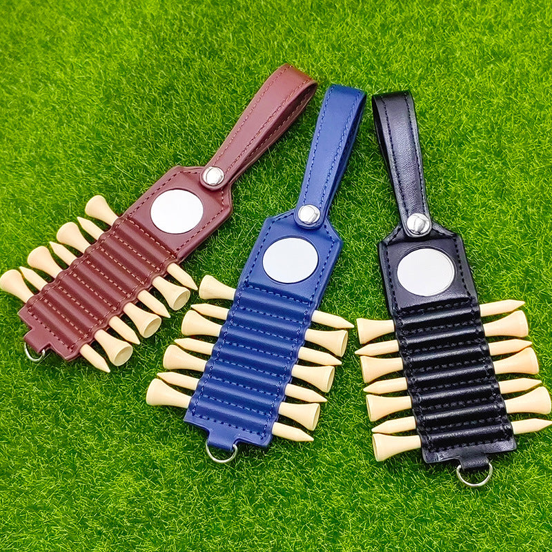 Golf Ball Nail Storage Leather Case Outdoor Sports Accessories Ball Nail Tag