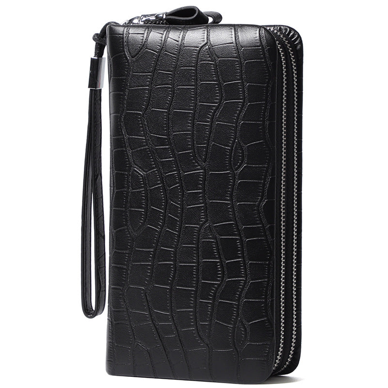 Men&#39;s Leather Long Zipper Multiple Card Slots Wallet