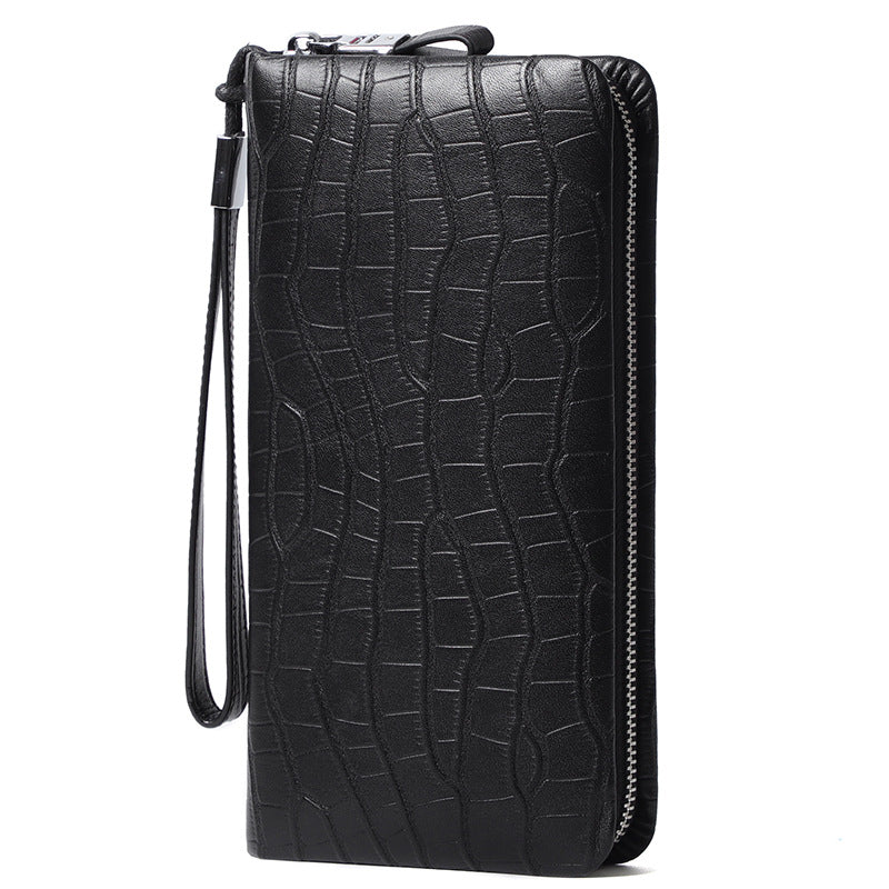 Men&#39;s Leather Long Zipper Multiple Card Slots Wallet