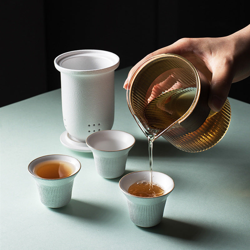 Outdoor Tea Making Glass Ceramic Kung Fu Tea Set