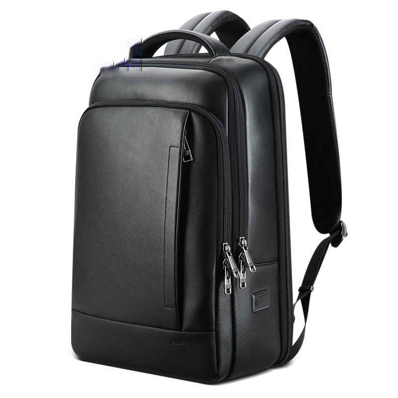 Backpack Leather Backpack Men&#39;s Business Trip First Layer Leather Backpack Computer Bag