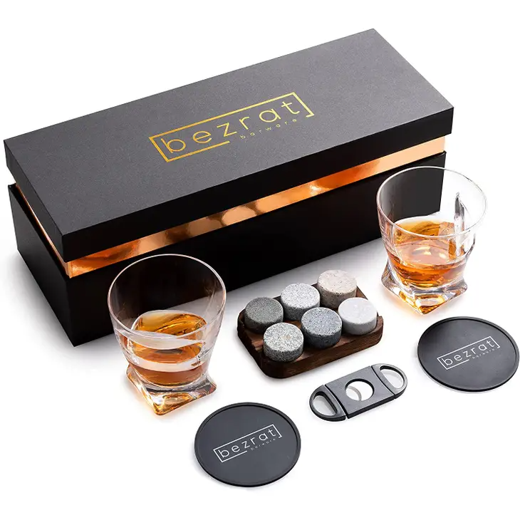 Whiskey Glasses and Accessories - 12 Pieces in Gift Box