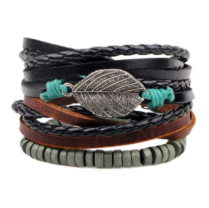 Men&#39;s Leather Vintage Braided Bracelet