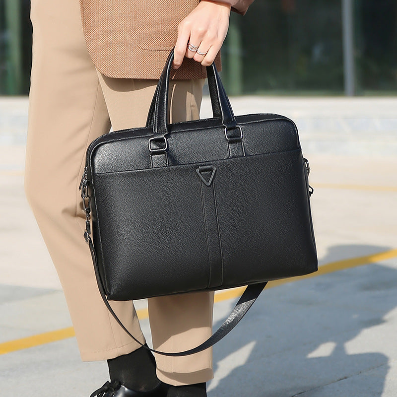 Men&#39;s PU Portable Oblique Span Business Briefcase Large Capacity Travel