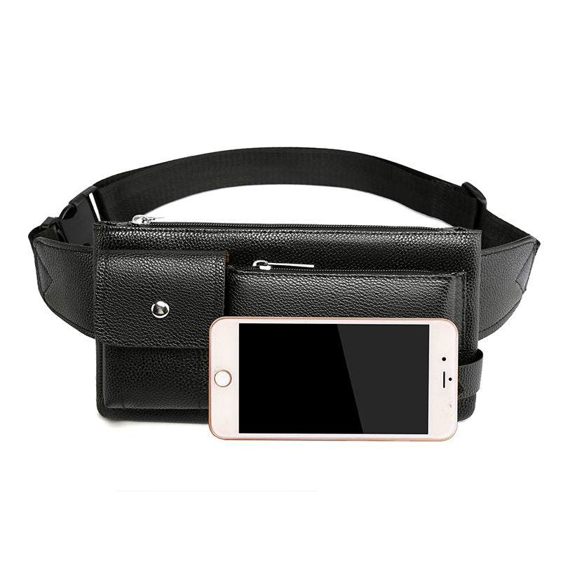 Men&#39;s Belt Bag Classic Solid Color PU Leather Waist Bag Outdoor Leisure Travel Fanny Pack Purse
