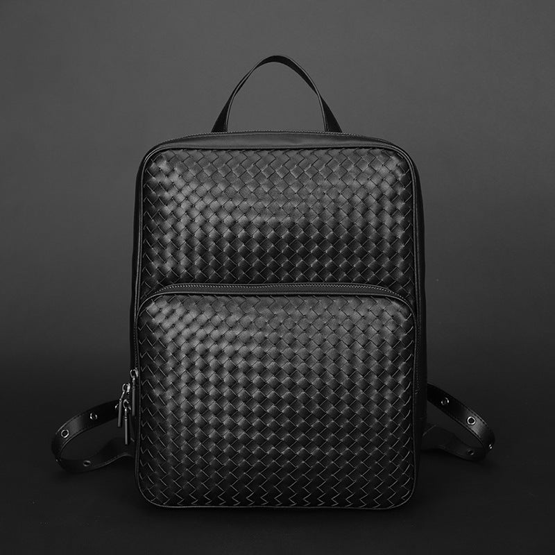 Men&#39;s Business Casual Backpack Woven Men&#39;s Bag Simple Travel