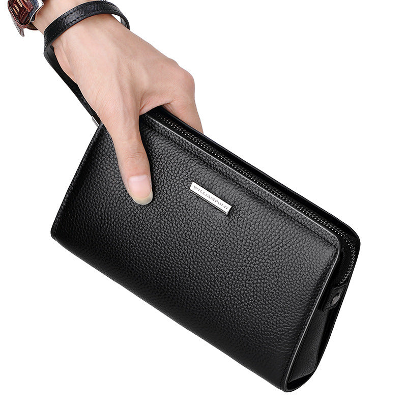 Men&#39;s Genuine Leather Combination Lock Clutch