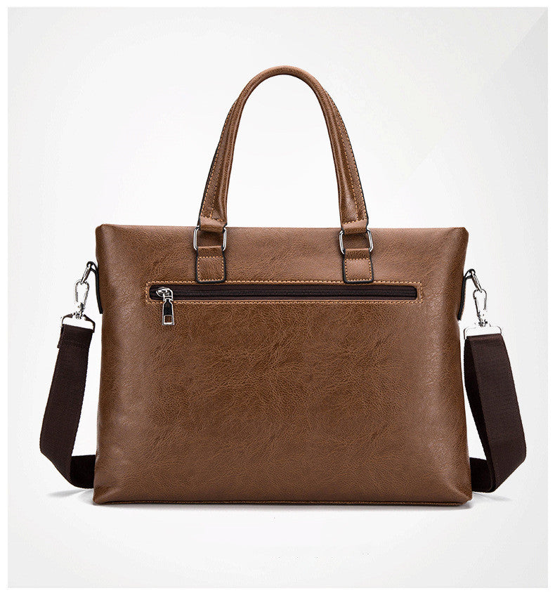 Men&#39;s Business Horizontal Leather Briefcase Handbag