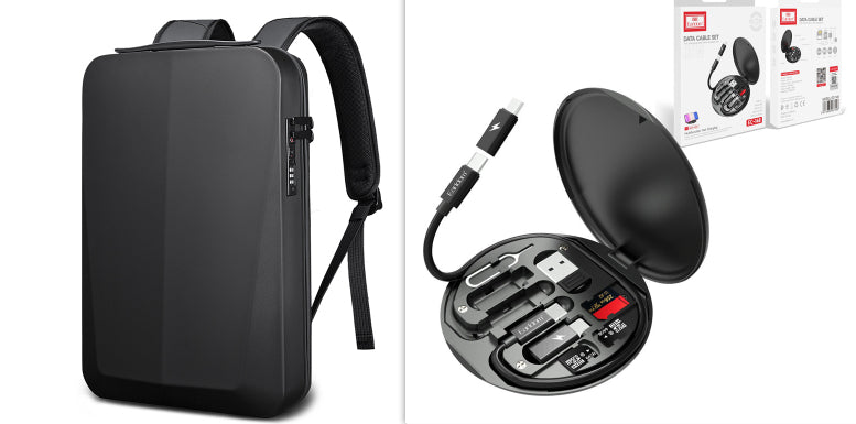 New Male Business Plastic Hard Shell Computer Backpack Waterproof