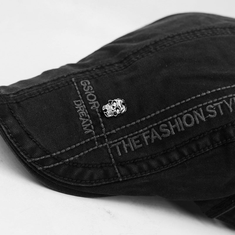 Beret Men&#39;s And Women&#39;s Spring Summer Trendy Skull Rivet Peaked Women