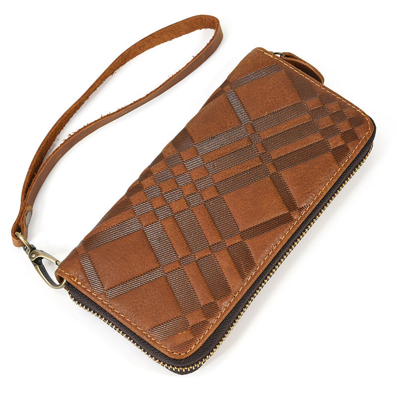 Retro Men&#39;s Crazy Horse Leather Long Wallet