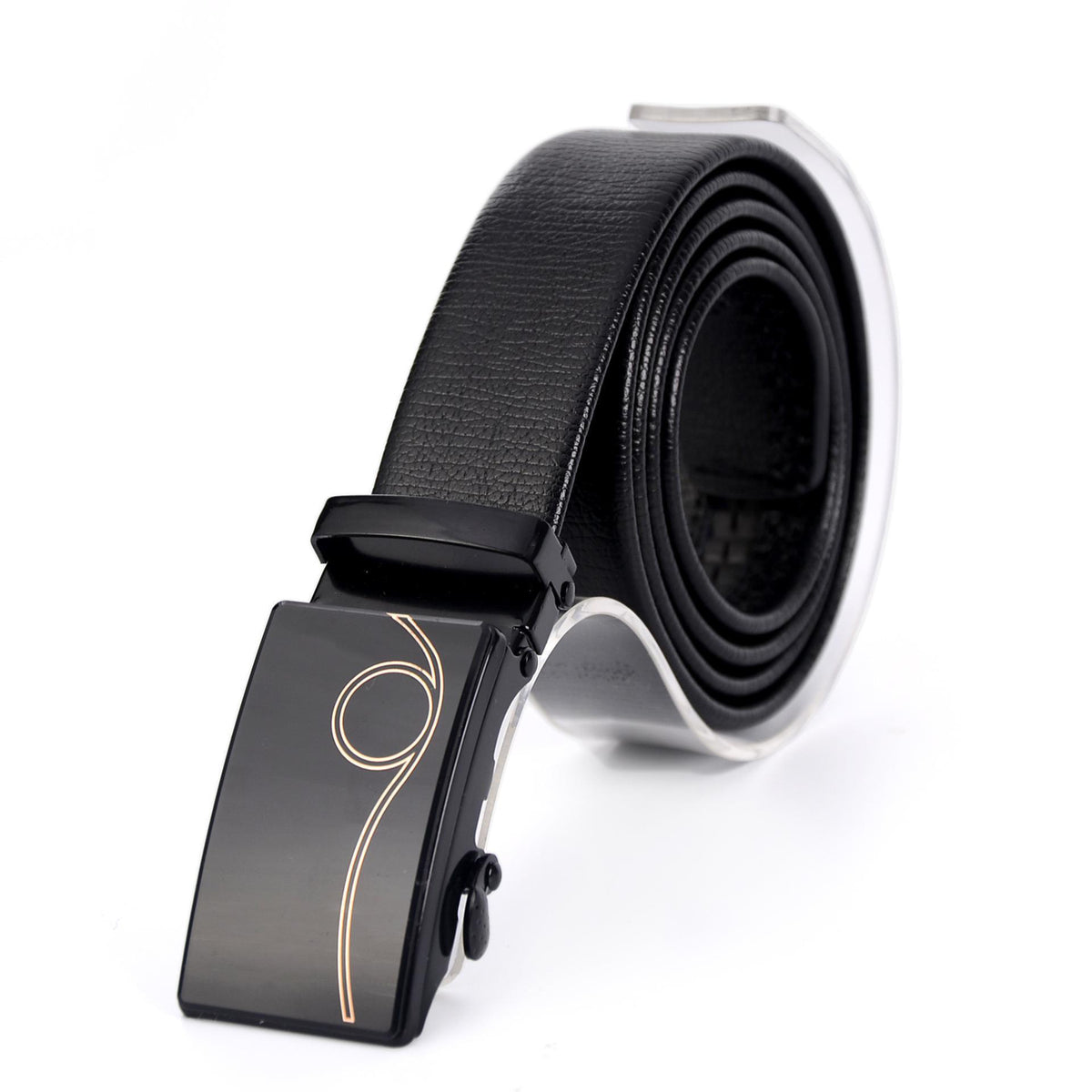 Belt Men&#39;s Automatic Buckle Belt Mirror Acrylic Iron Button Men&#39;s Business Casual Belt
