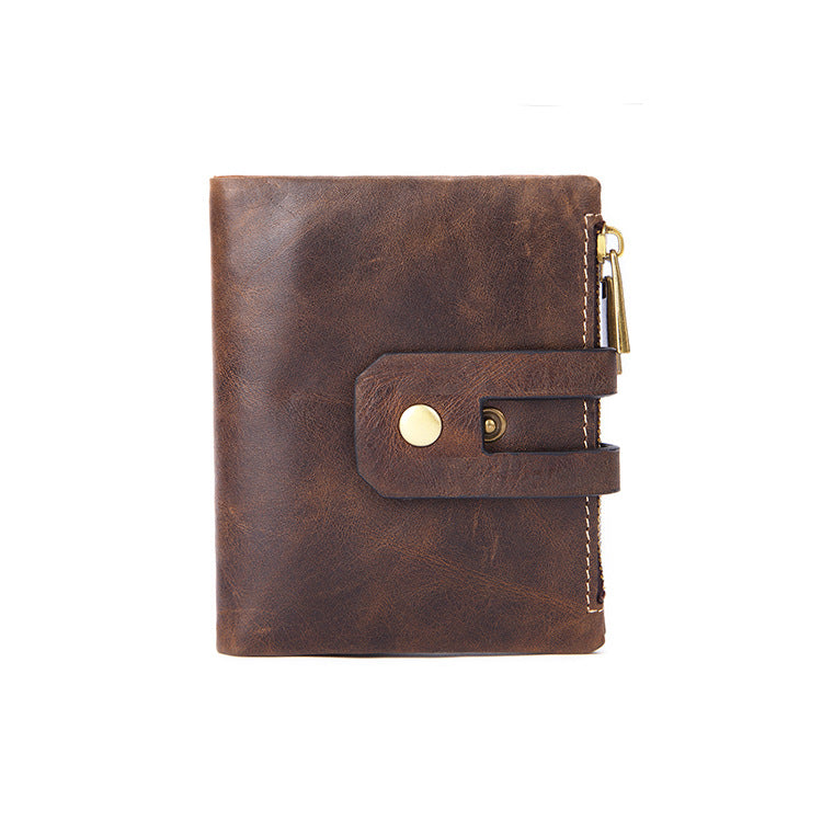 Leather Men&#39;s Wallet Short Vintage Handheld