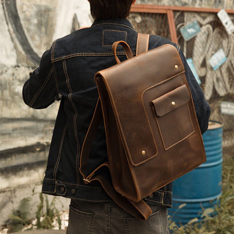 Men&#39;s Casual Leather British Backpack
