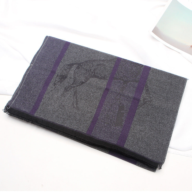 Men&#39;s Fashion Versatile Thickened Brushed Plaid Scarf