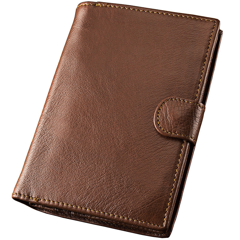 Men&#39;s Handmade Literary Vertical Leather Wallet