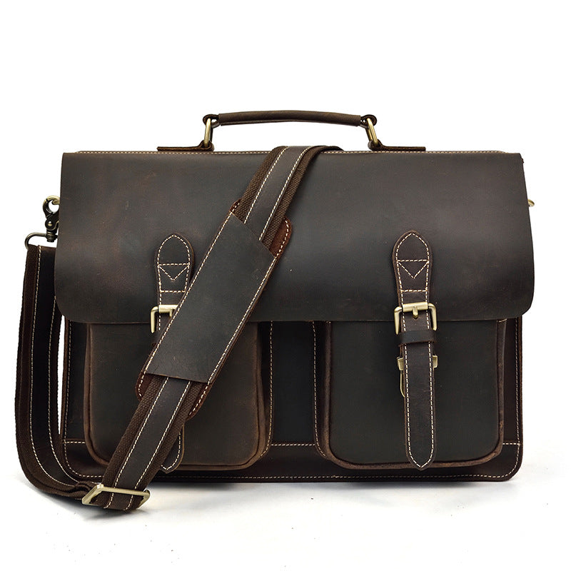 Men&#39;s Fashion Personality Leather Retro Portable Briefcase