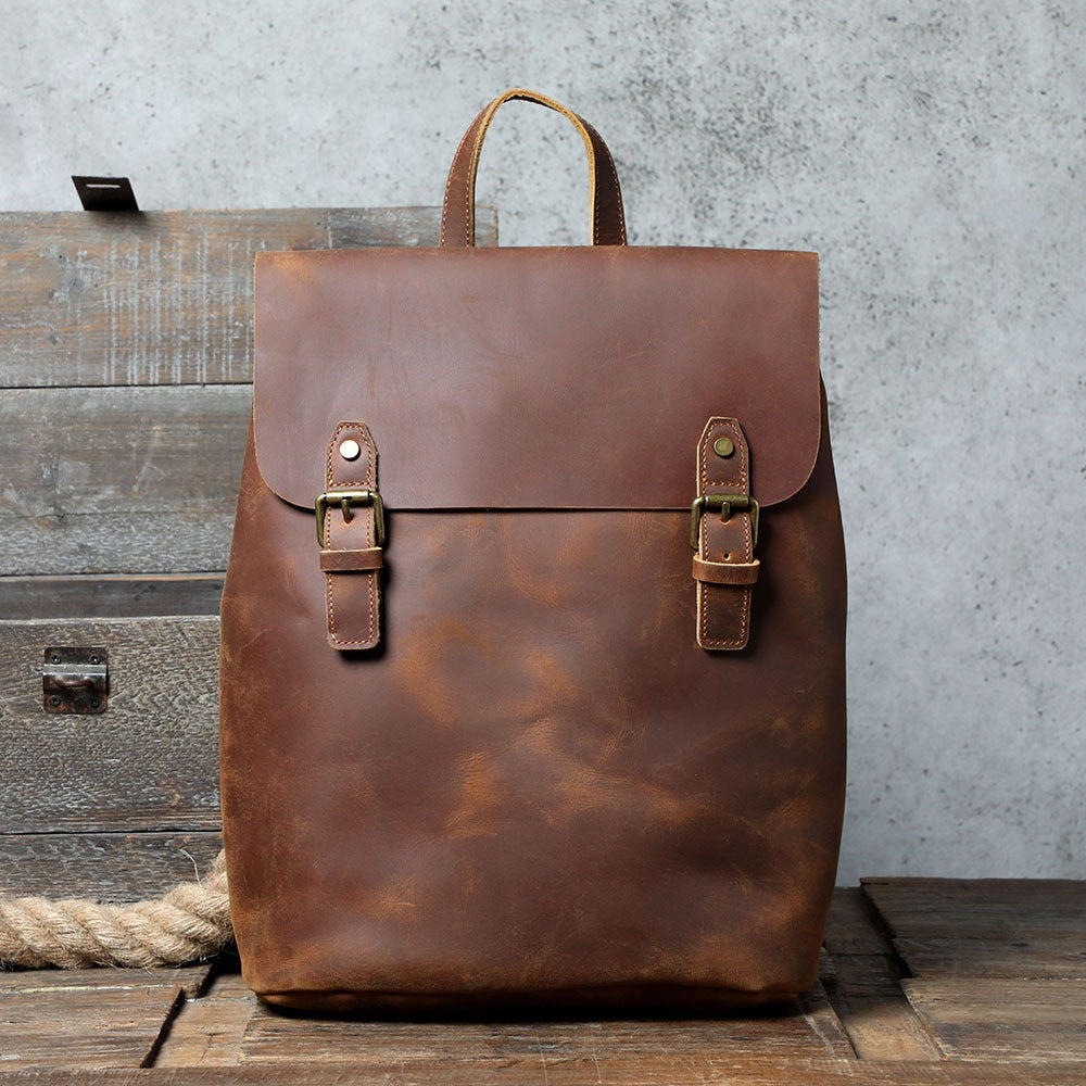 Men&#39;s Vintage Top Layer Cowhide Backpack