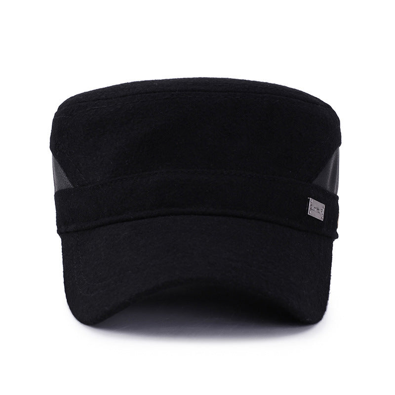 Men&#39;s Warm Woolen Flat Top Hat