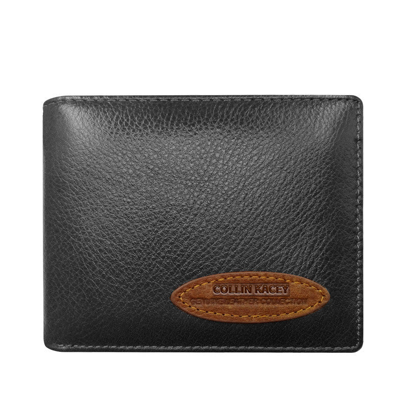 Men&#39;s Cowhide Bag Fashion Short Wallet Multi-card Wallet