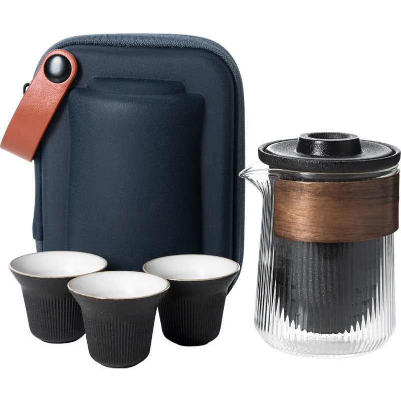 Outdoor Tea Making Glass Ceramic Kung Fu Tea Set