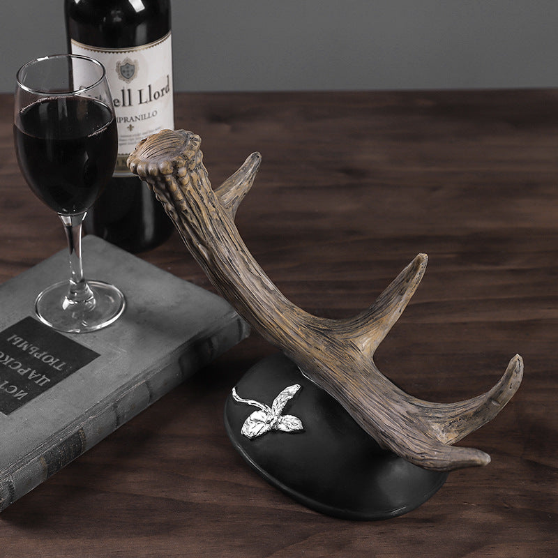 Retro Antlers Wine Rack Resin Crafts Ornaments