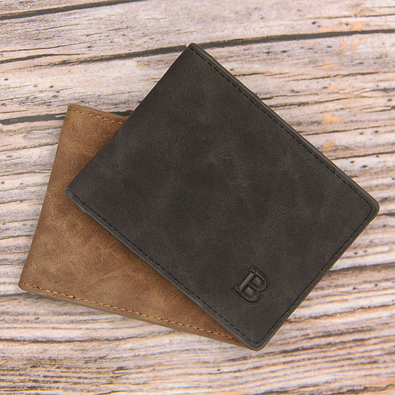 New Fashion Men&#39;s Short Vintage Frosted Wallet
