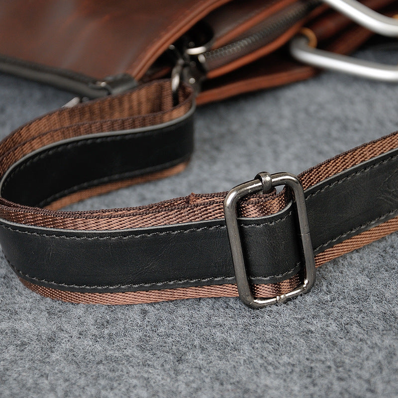 Men&#39;s Casual One Shoulder Messenger Bag Crazy Horse Leather