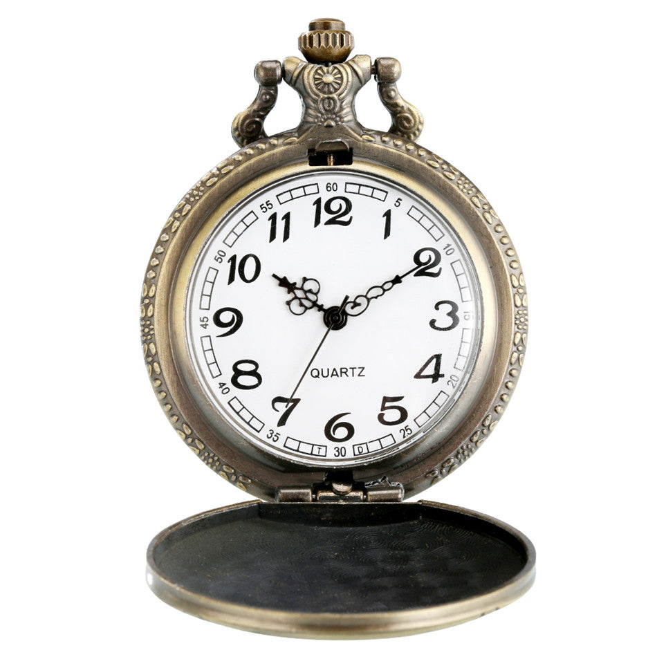 Vintage Bronze Large Owl Pattern Flip Cover Quartz Pocket Watch