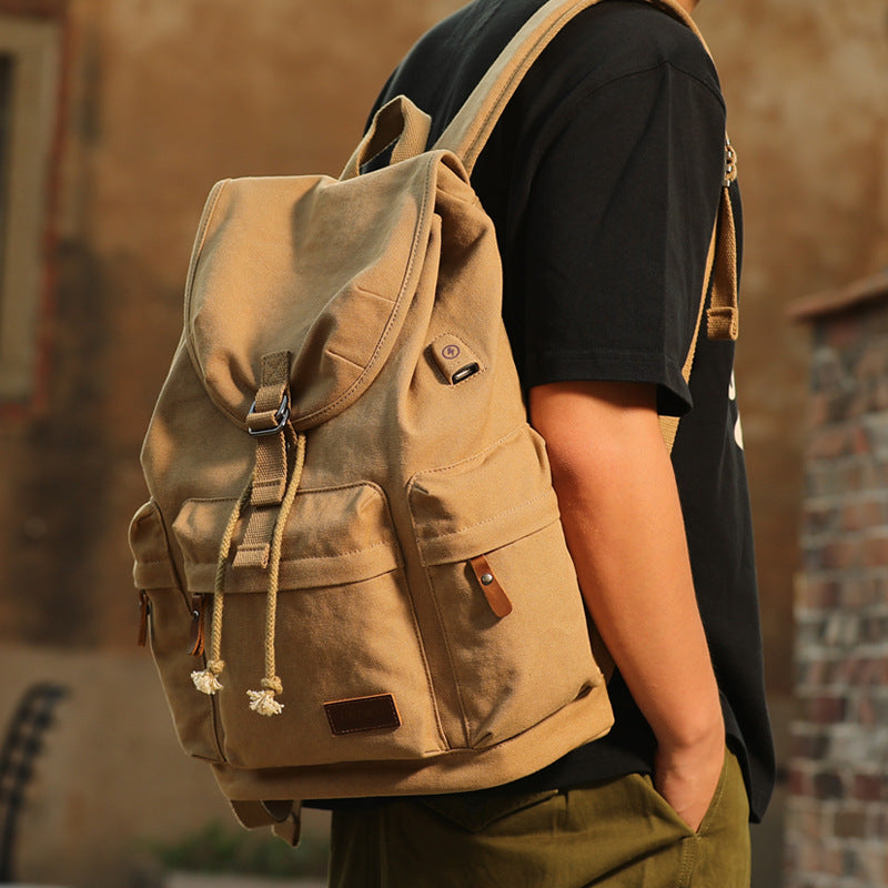 Men&#39;s Retro Canvas Backpack Casual Middle School Students