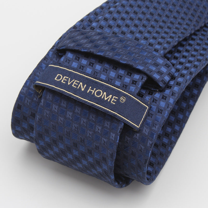 Navy Blue Tie Men&#39;s Business Dress 7cm Casual Gradient Plaid