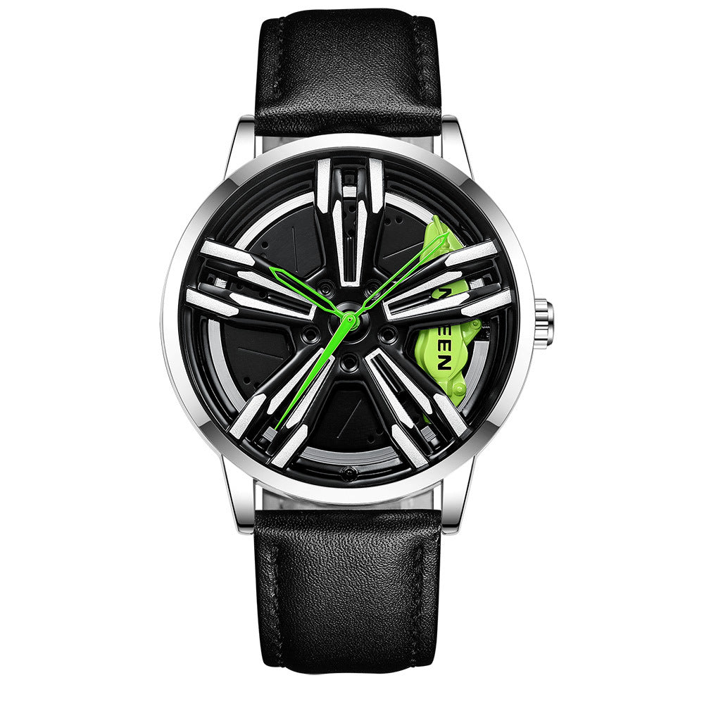 Locomotive Watch Men&#39;s Rotating Wheel Three-dimensional Hollow Car
