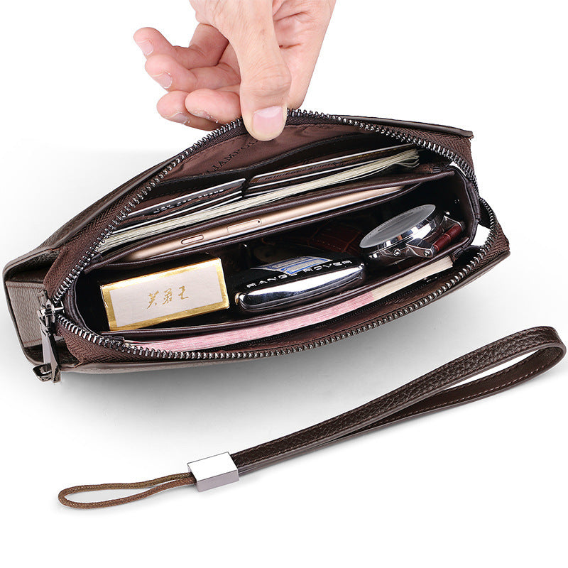Men&#39;s Genuine Leather Combination Lock Clutch