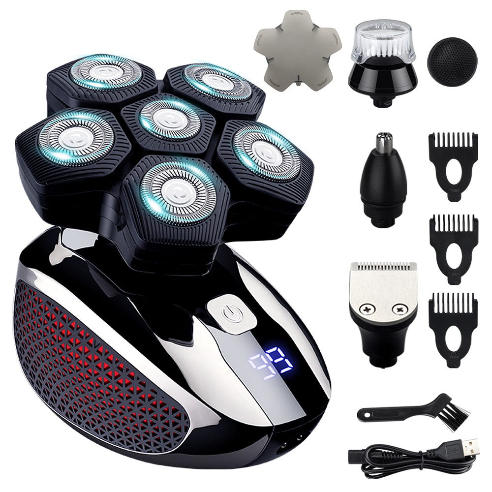 Six-blade Electric Shaver Magnetic Suction