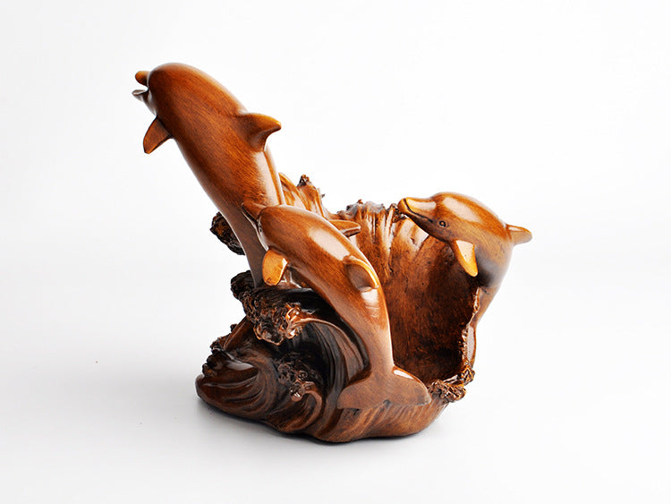 Resin Home Decoration  Bronze Crafts European Style Dolphin Wine Rack  Animal Wine  Living Room