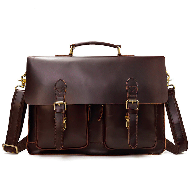 Men&#39;s Fashion Personality Leather Retro Portable Briefcase
