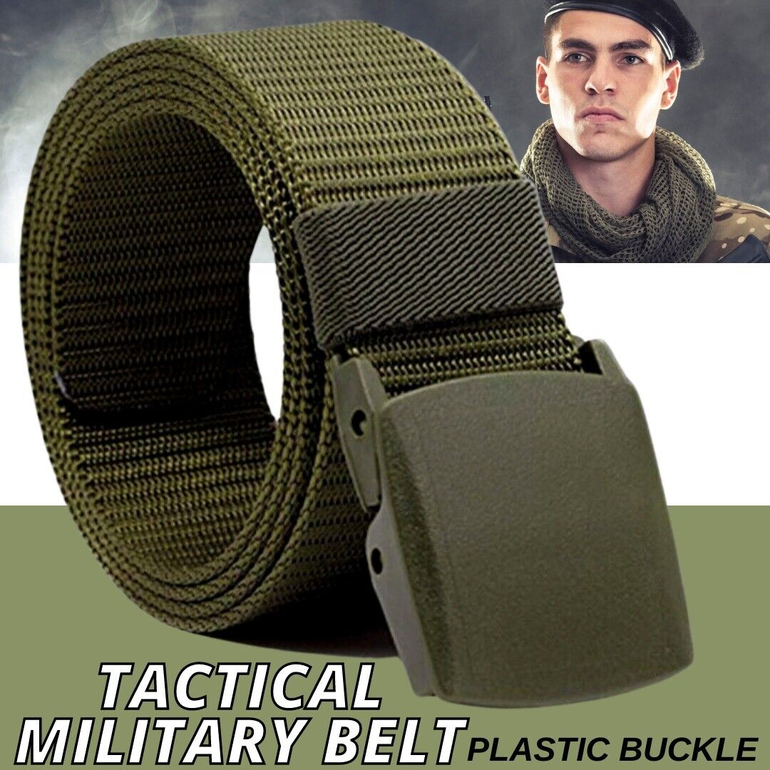 Men&#39;s Plastic Cam Buckle Nylon Canvas Tactical Waistband Webbing Military Belt