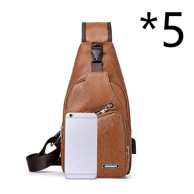 Casual Fashion Men&#39;s USB Charging Chest Bag