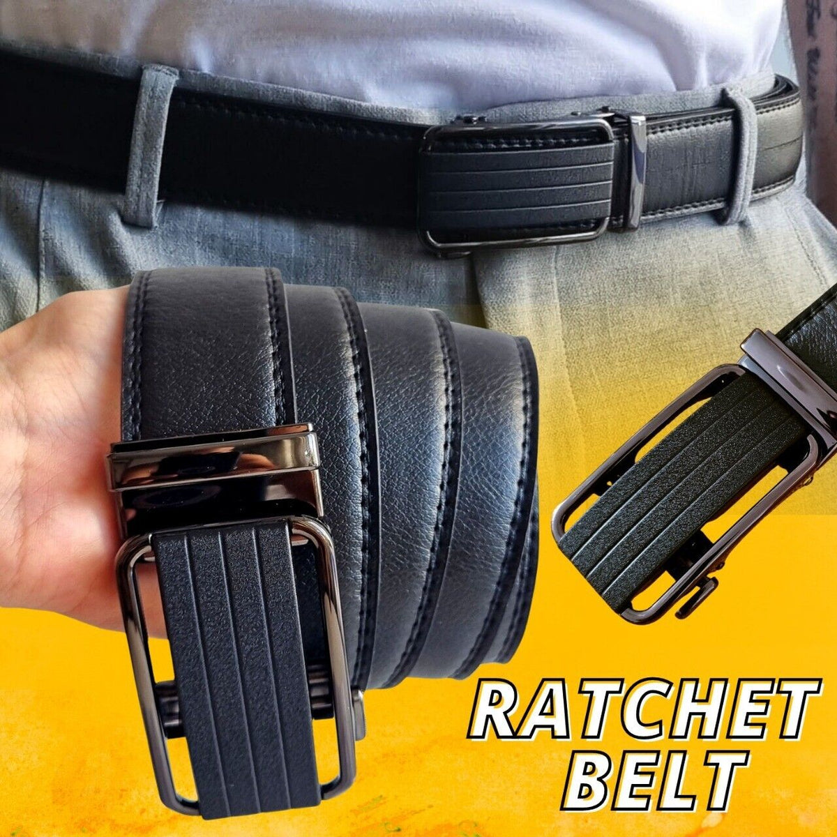 Men&#39;s Ratchet Belt Leather Mens Belt With Slide Buckle Ratchet Belts For Men USA