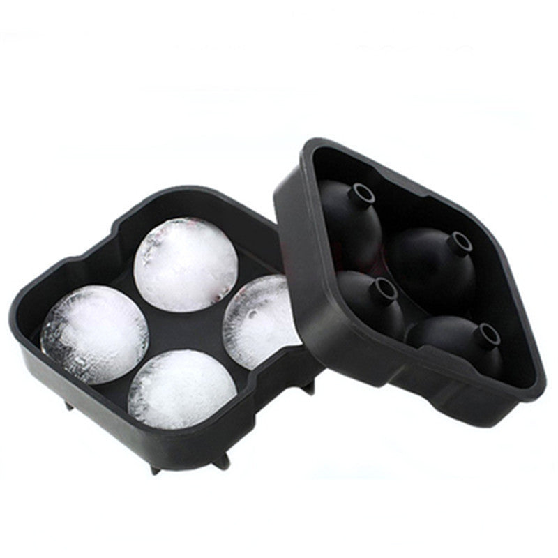 Four-piece Ice Hockey Ice Box With Lid Silicone Ball Ice Tray Bar Ice Hockey Mold Cocktail Silicone