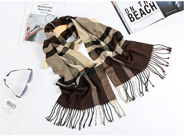 All-match Simple Men&#39;s Plaid Warm Scarf
